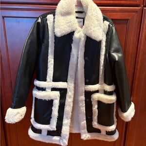 NWT Abercrombie leather fur coat